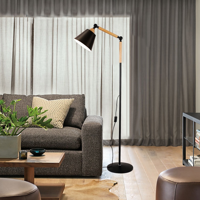 금속 층 빛 북유럽 스타일 플로어 램프 간단한 E27 검정 또는 흰색 독서 빛 호텔 룸 조명 MJ1113